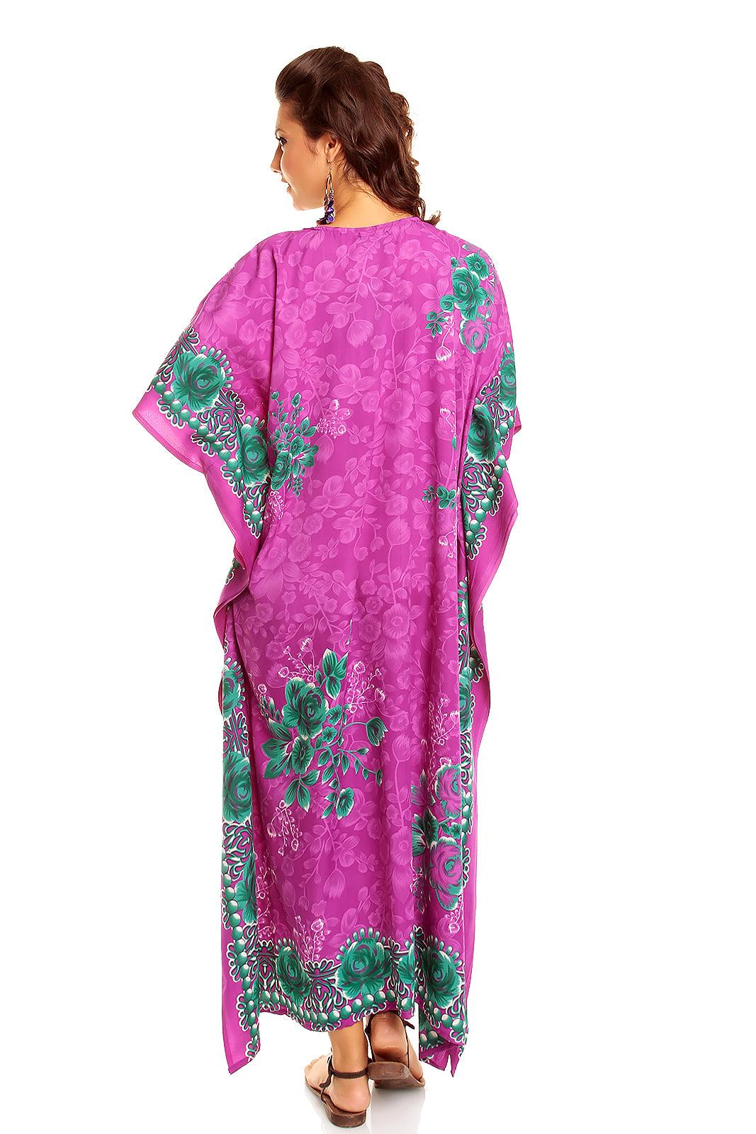 Ladies Full Length Maxi Kaftan Dress in Purple