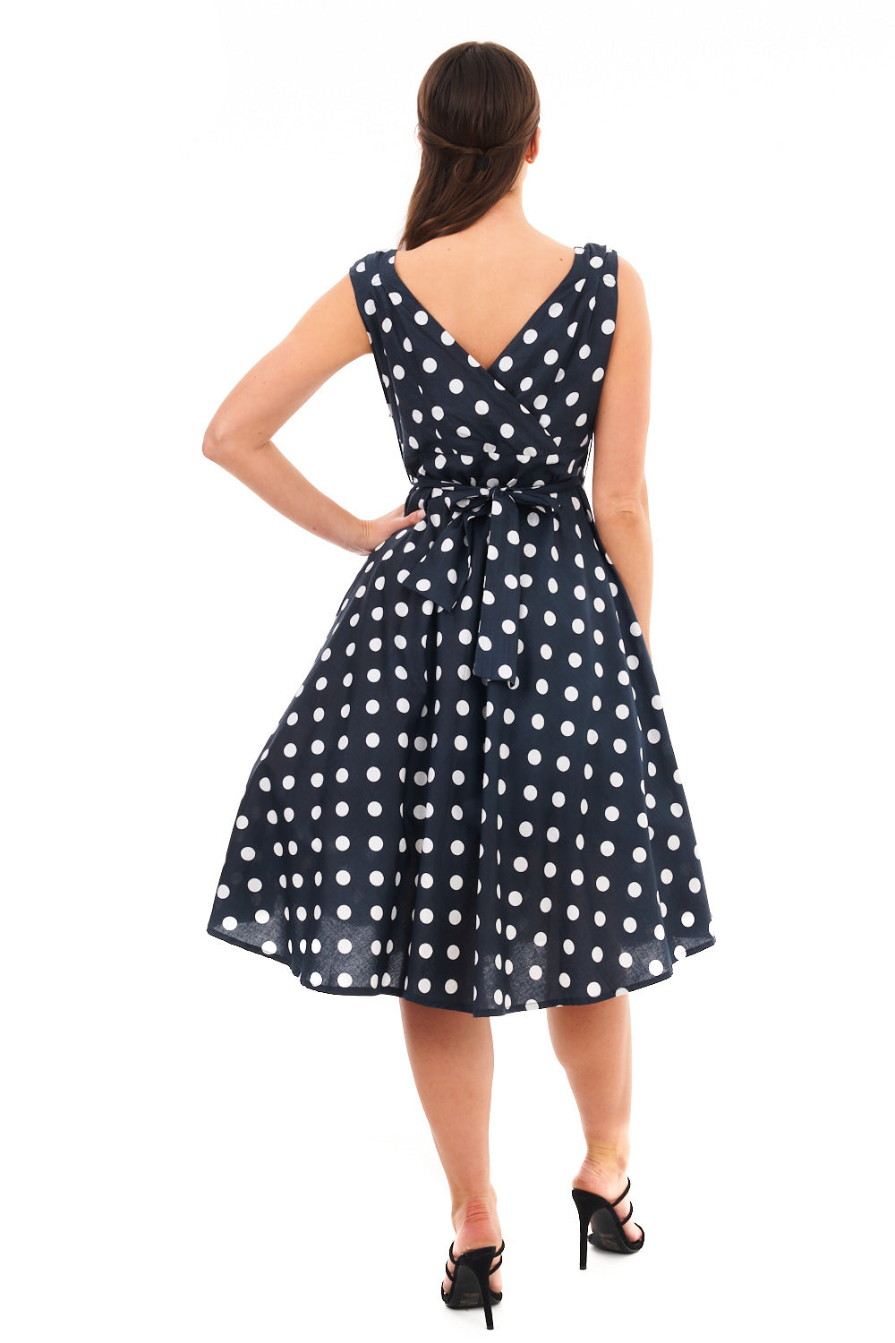 Retro Vintage 1950's Rockabilly Swing Polka Dot Dress -  Black