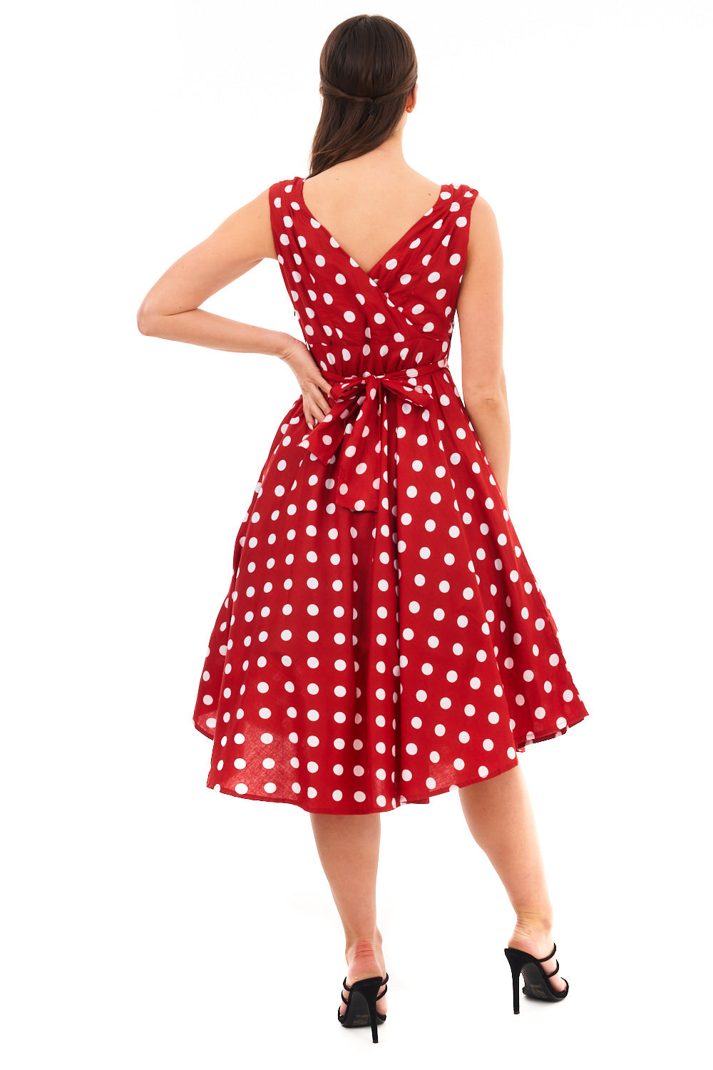 Retro Vintage 1950's Rockabilly Swing Polka Dot Dress -  Red