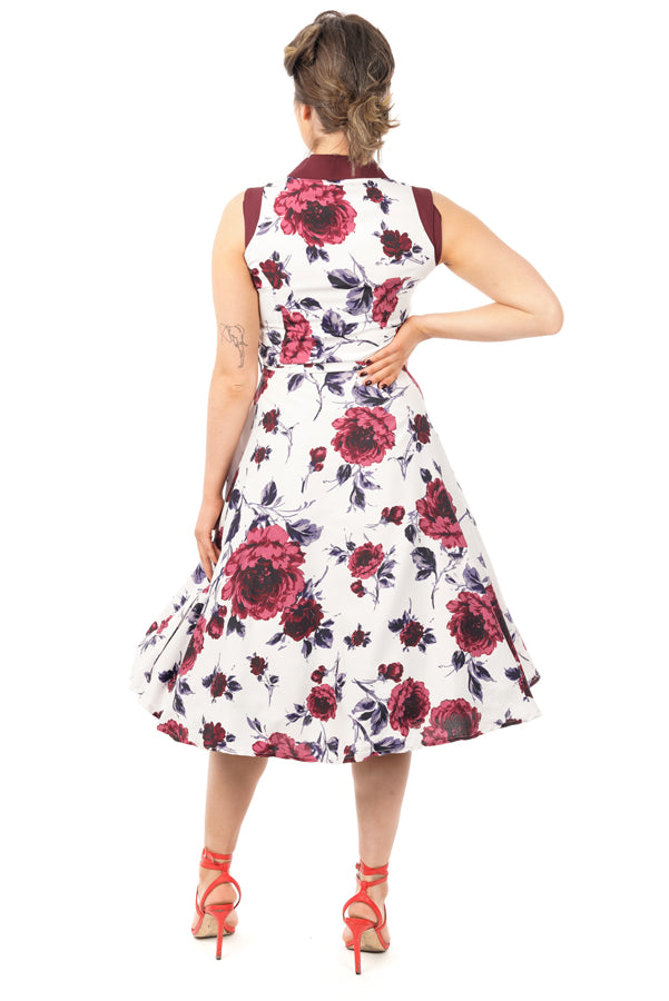 Retro Vintage Swing 1950's Floral Rose Dress