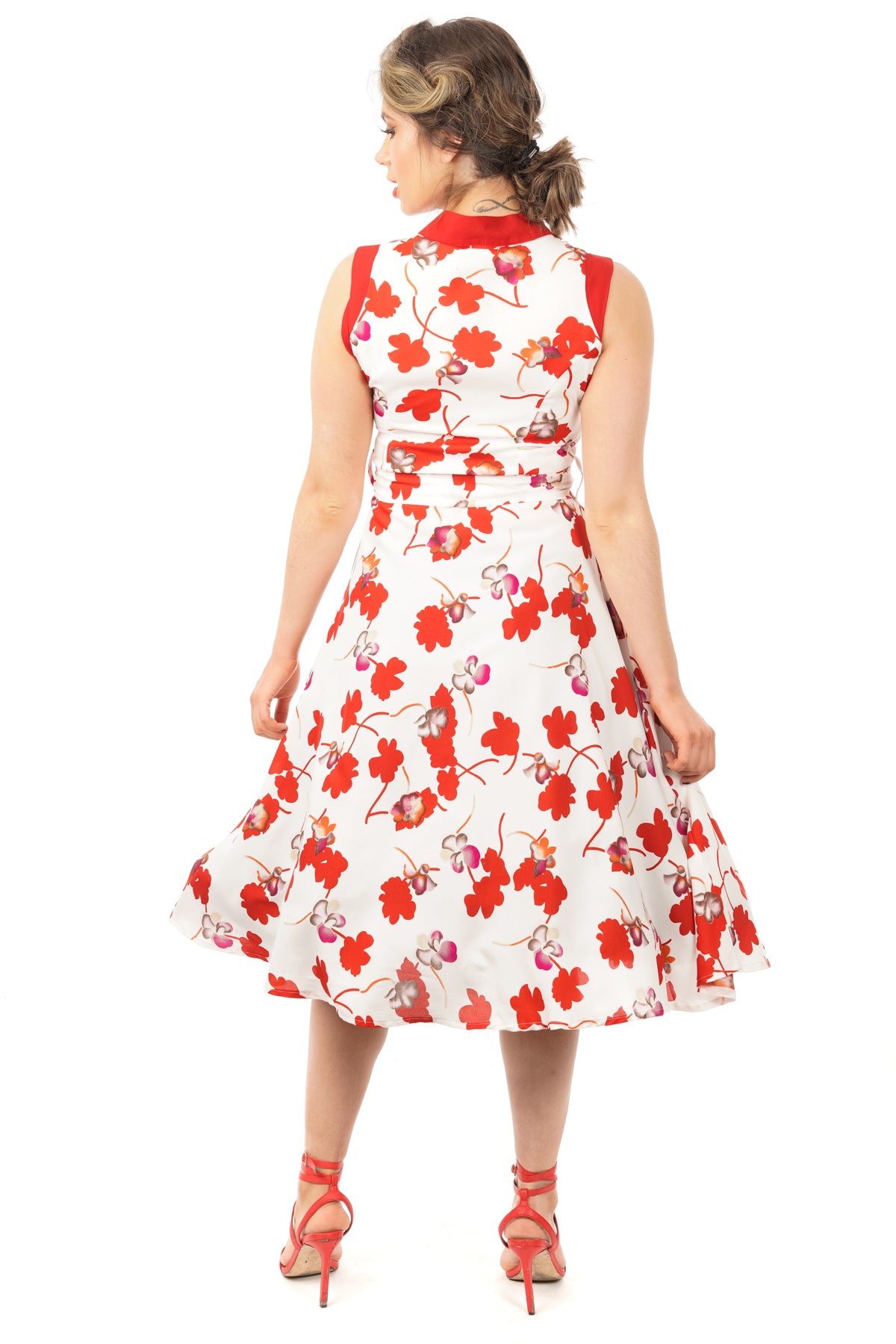 Retro Vintage Swing 1950's Floral Rose Dress