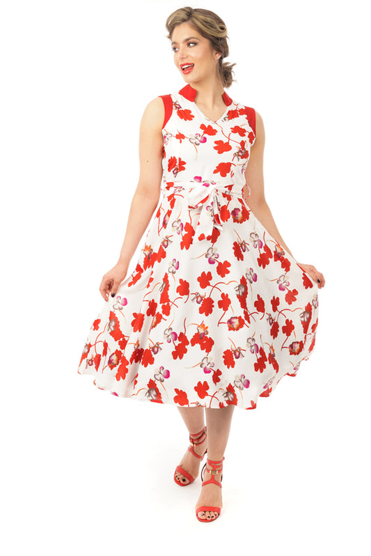 Retro Vintage Swing 1950's Floral Rose Dress