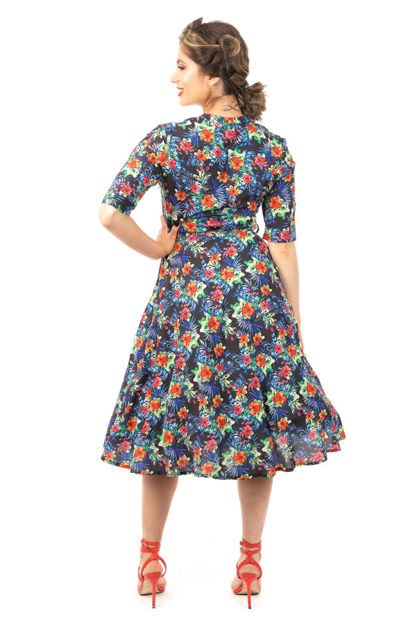 Retro Vintage 1940's Inspired Shirt Dress in Floral Print
