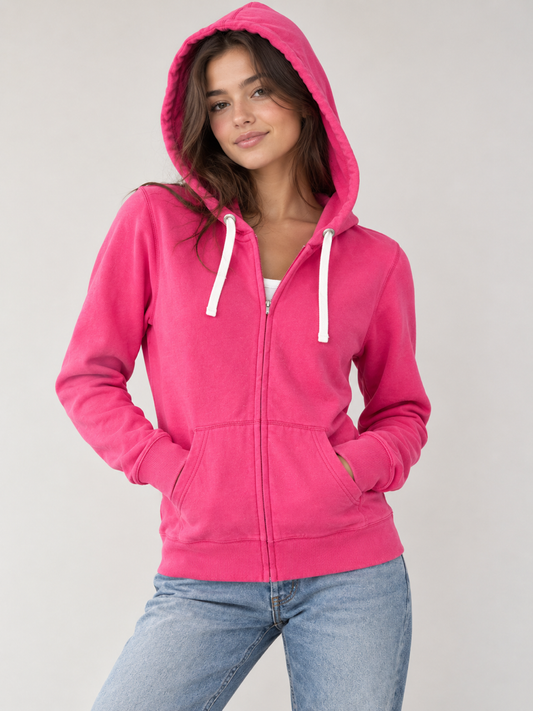 Ladies Pink Zip Up Hoodie