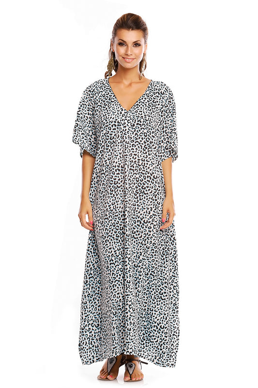 Ladies Animal Print Long Maxi Kaftan Full Length  Dress