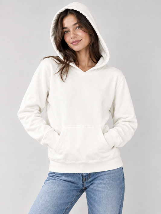 Ladies Cream Organic Cotton Hoodie