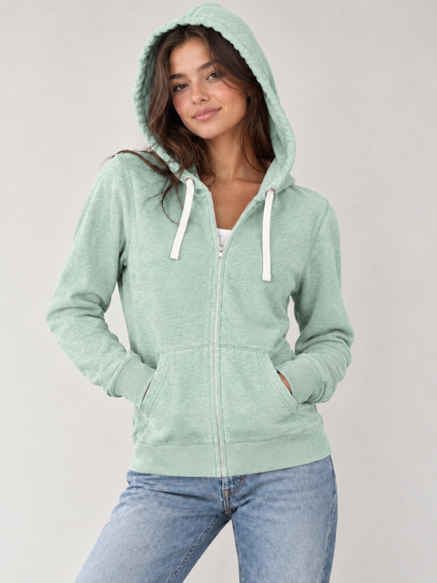Ladies Mint Green Zip Up Hoodie