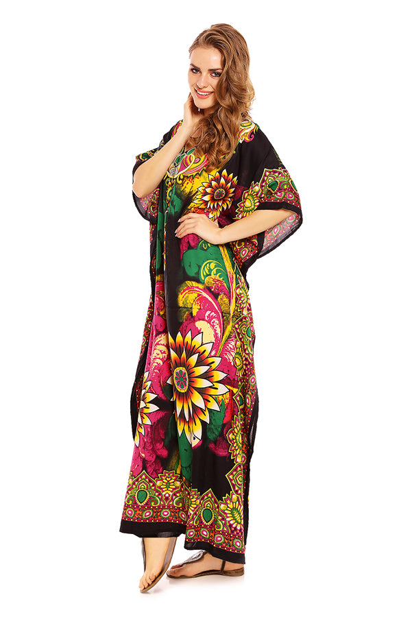 Ladies Full Length Maxi Kaftan Floral Long Dress