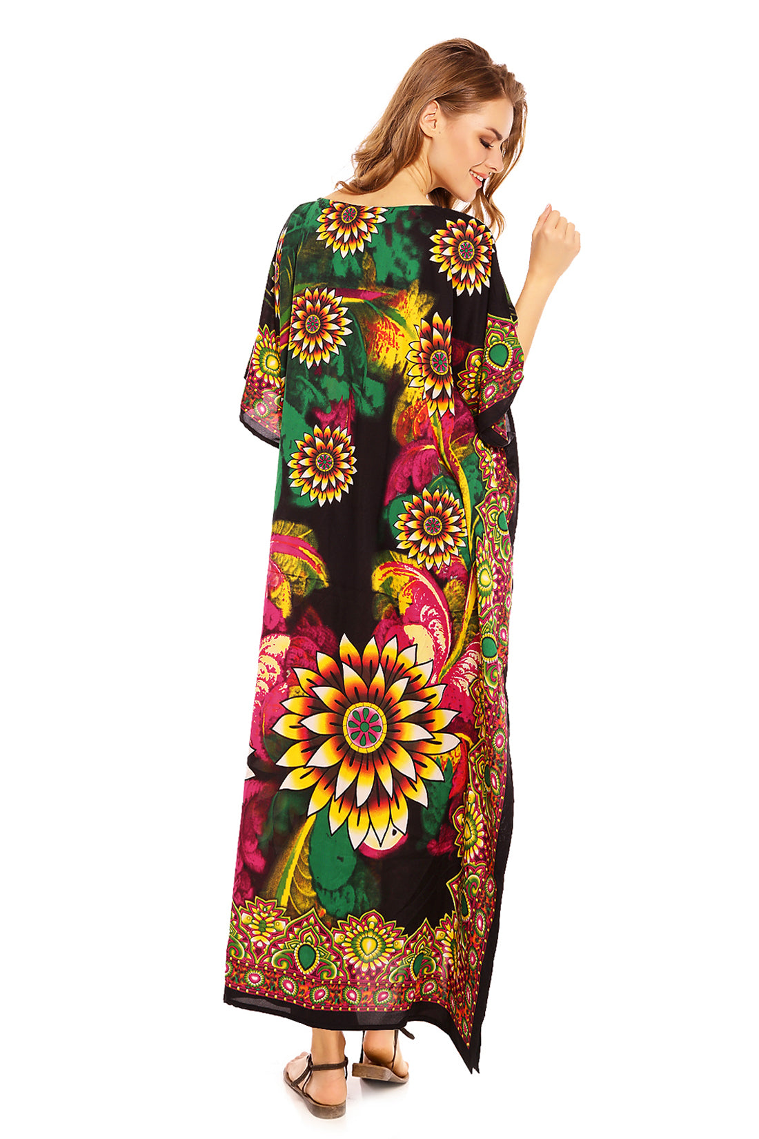 Ladies Full Length Maxi Kaftan Floral Long Dress