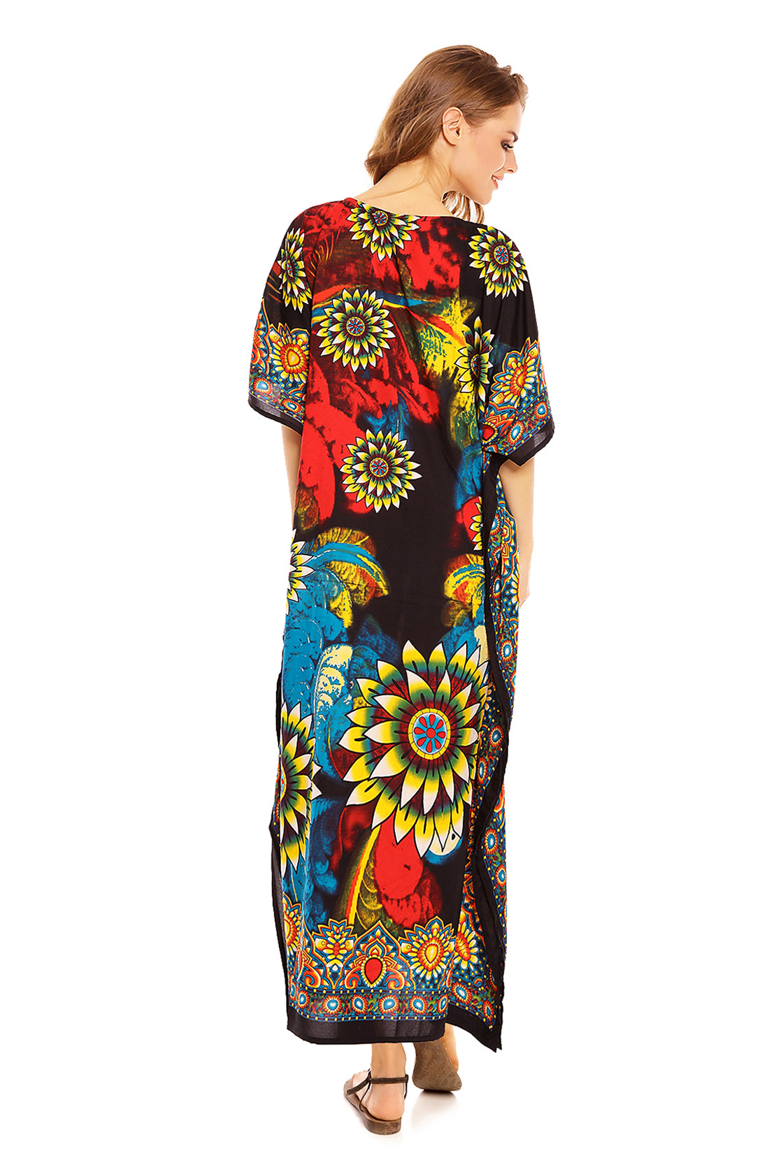 Ladies Full Length Maxi Kaftan Floral Dress
