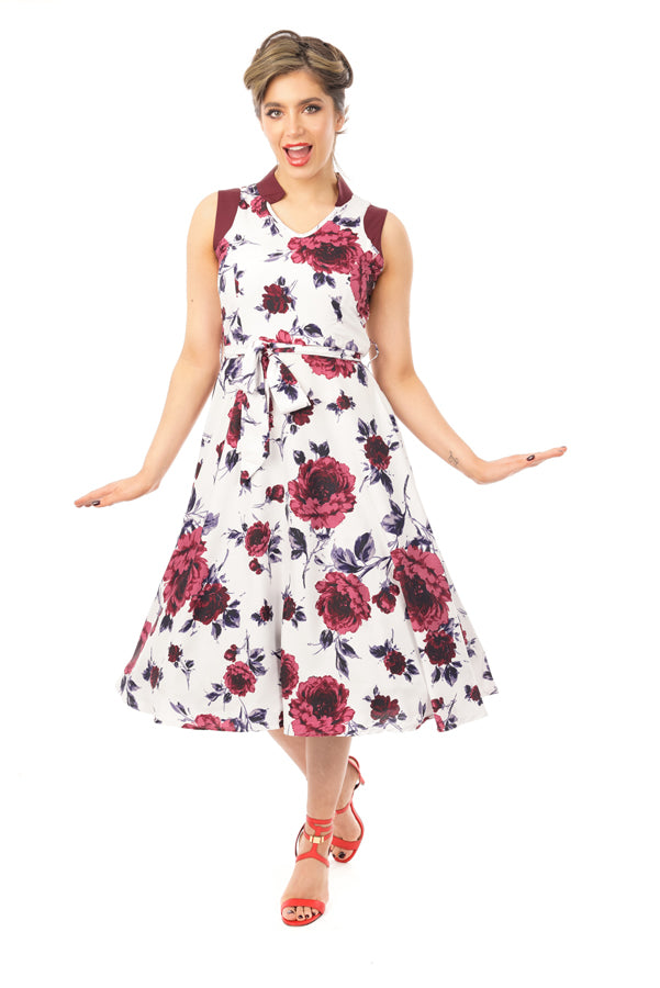 Retro Vintage Swing 1950's Floral Rose Dress