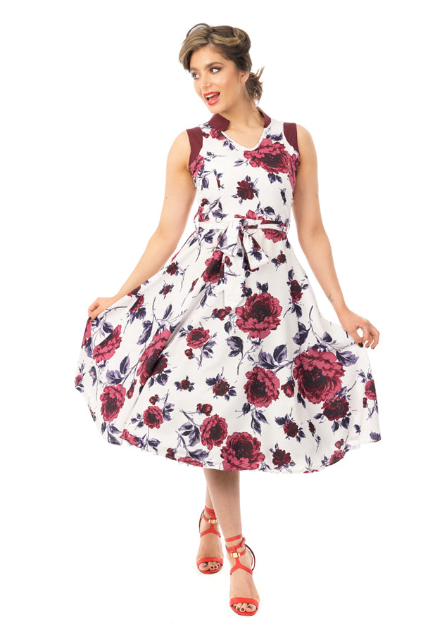 Retro Vintage Swing 1950's Floral Rose Dress