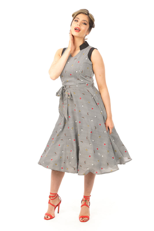 Retro Vintage Swing 1950's Collared Swing Dress