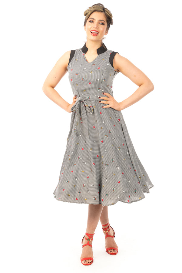 Retro Vintage Swing 1950's Collared Swing Dress