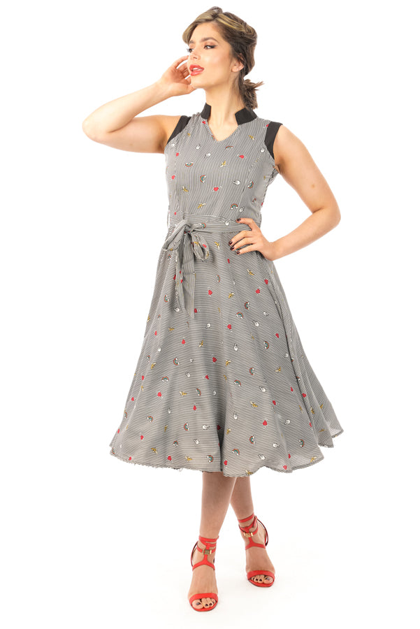 Retro Vintage Swing 1950's Collared Swing Dress