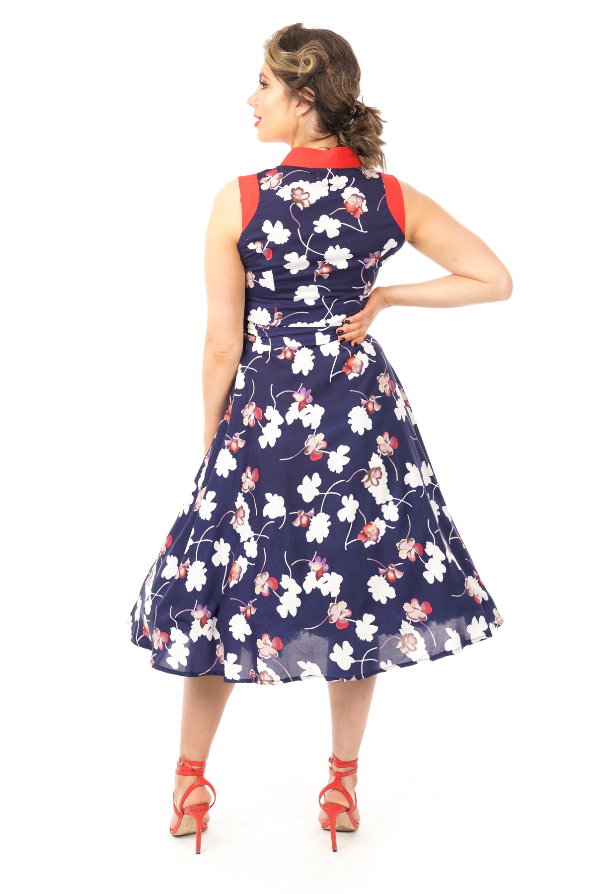 Retro Vintage Swing 1950's Navy Floral Dress